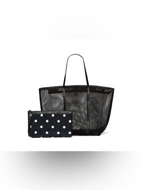 PINK VICTORIAS SECRET MESH TOTE AND POUCH SET